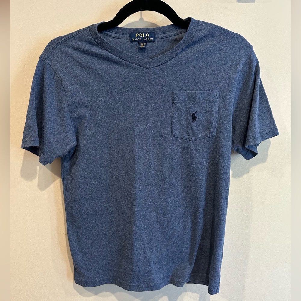 Polo Ralph Lauren Boys V Neck Pocket Short Sleeve T Shirt Size Medium M 10-12